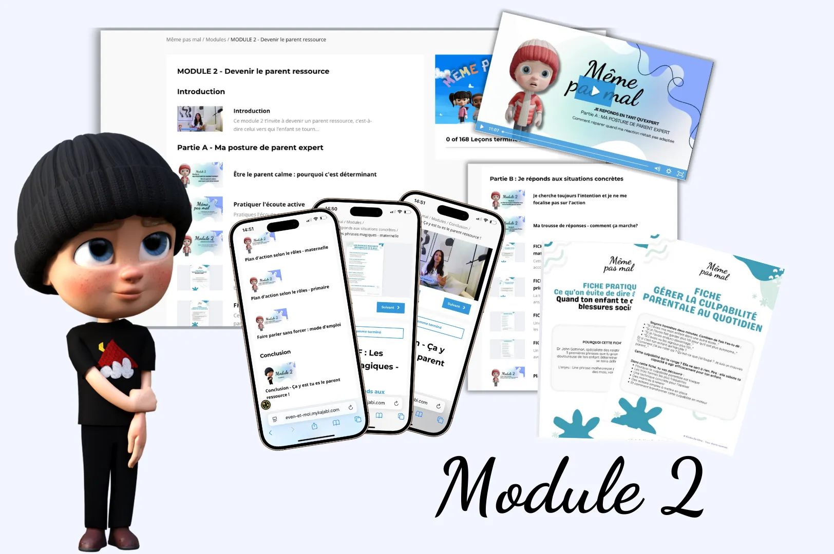 Module 02 : collage personnage, app et PDF :Je réponds en tant que parent expert